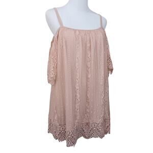 SUZANNE‎ BETRO Lacey Blouse Top M Fairy Princess Strappy Pastel Pink Coquette